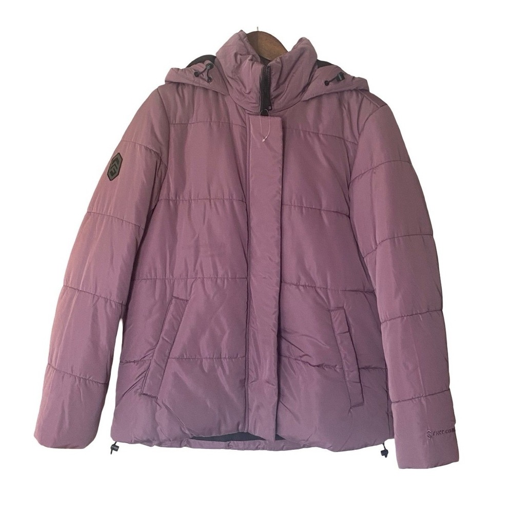 Free Country Freecycle Women Puffer Jacket M Plum Zinc Water Resistant Hooded